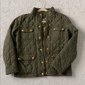 Green quilted J Crew jacket